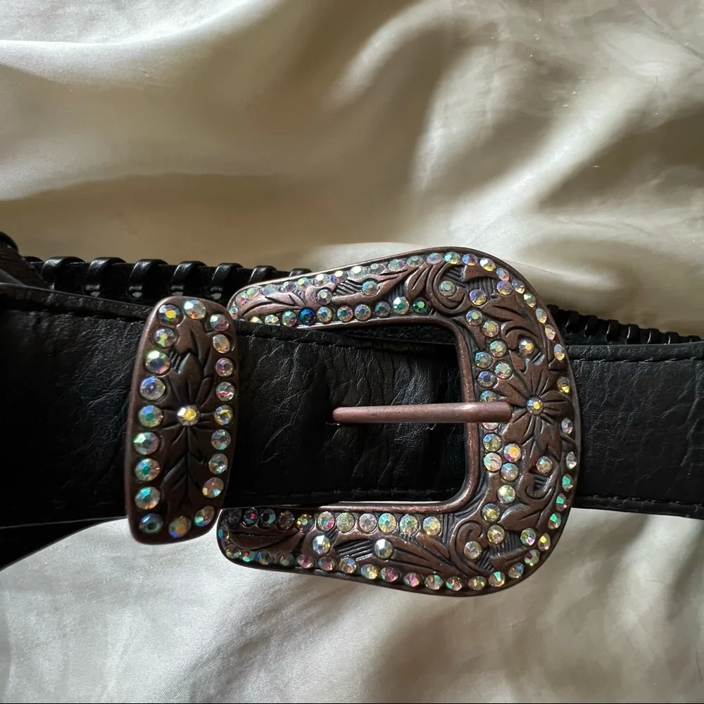 Beaded and crystal belt